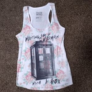 Doctor Who floral tardis tank top size medium